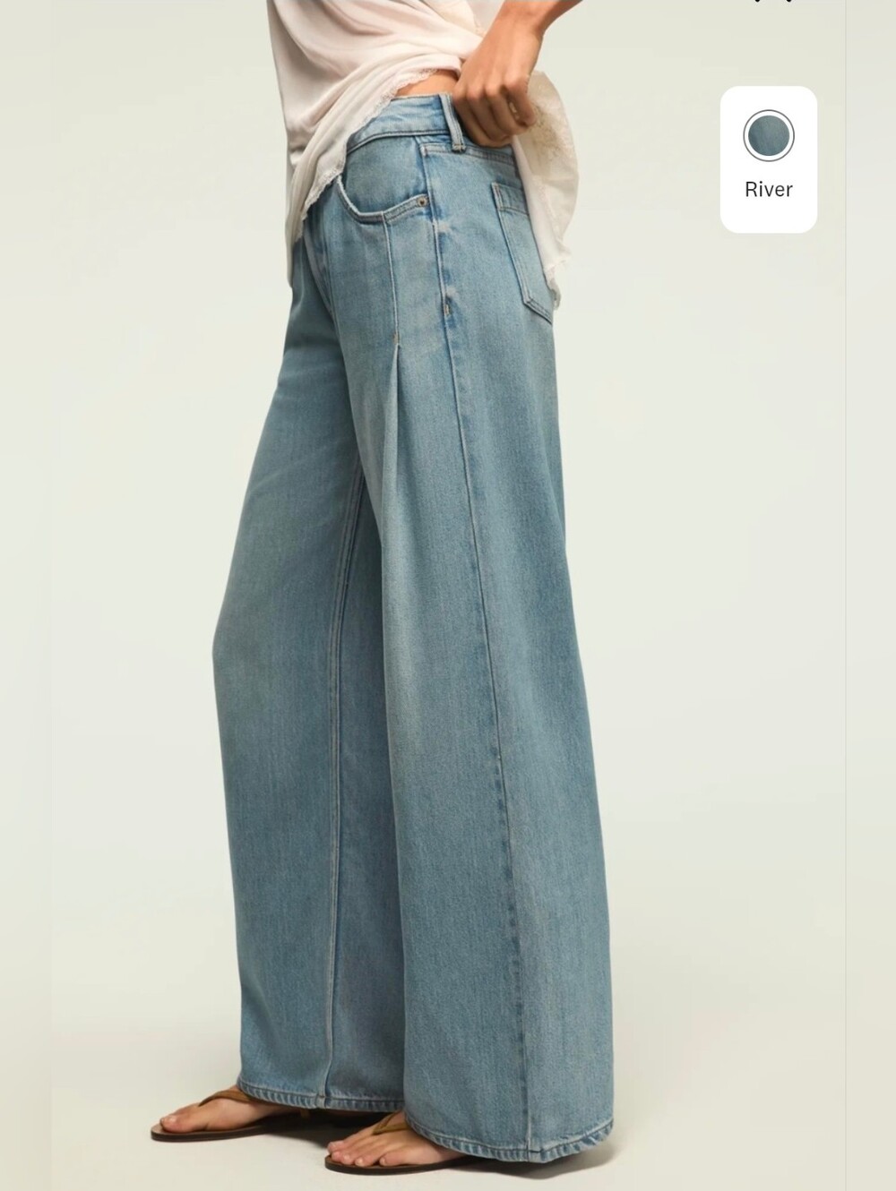 NWT Lucky Brand Tencel Lyocell Pleated Liquid Denim Luxe Palazzo Jeans Wide Leg - Picture 5 of 12